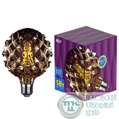 Лампа светодиодная VINTAGE GOLD Filament колба "Еж" шар G125 E27 5Вт 2200К теплый свет REV 32449 2