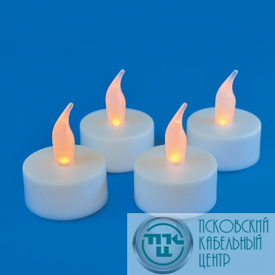 Фигура ULD-F070 WARM WHITE TEACANDLE SET4 "Свеча-таблетка" на батарейках CR2032 (в/к) 1 LED тепл. свет (уп.4шт) Uniel UL-00008592