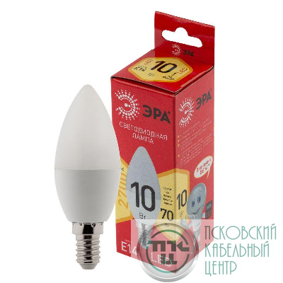Лампа светодиодная RED LINE LED B35-10W-827-E14 R 10Вт B35 свеча 2700К тепл. бел. E14 Эра Б0049641