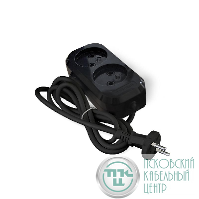 Удлинитель 2х2м без заземл. 10А IP20 Е-202 ПВС 2х0.75 АБС-пластик черн. UNIVersal 2103