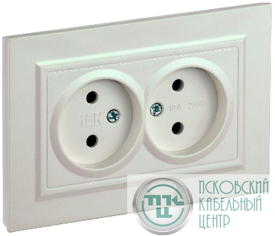 Розетка 2-м СП BRITE РС12-2-БрЖ 10А в сборе без заземл. без защ. шторок жемчуж. IEK BR-R20-10-K36-F