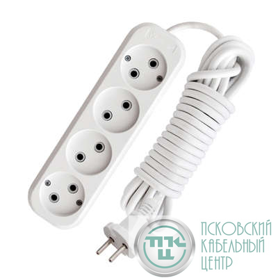 Удлинитель 4х3м без заземл. 10А IP20 Е-204 ПВС 2х0.75 АБС-пластик UNIVersal 9631968