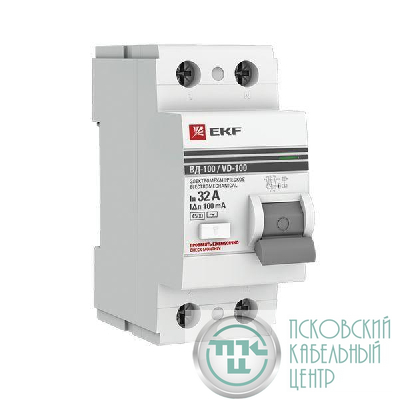Выключатель дифференциального тока (УЗО) 2п 32А 100мА тип AC ВД-100 (электромех.) PROxima EKF elcb-2-32-100-em-pro