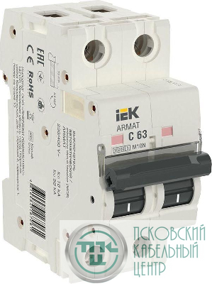 Выключатель автоматический модульный 2п C 63А M10N ARMAT IEK AR-M10N-2-C063
