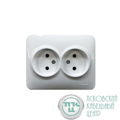 Розетка 2-м Karina Life без заземл. ПБТ бел. LEZARD 708-0200-128B