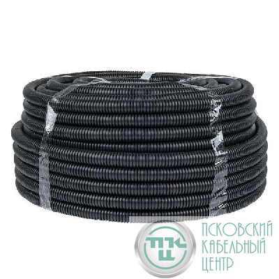 Труба гофрированная d25мм с протяжкой безгалоген. трудногорючая (FRHF) черн. (уп.75м) Plast EKF FRHF-25