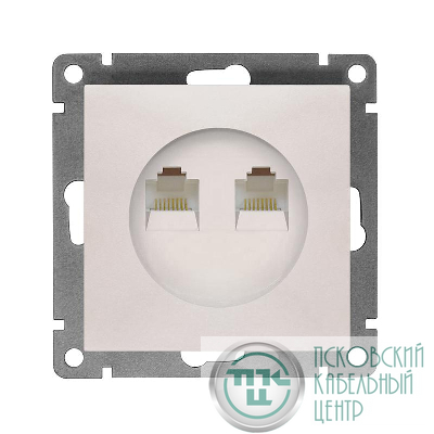 Розетка компьютерная 2-м СП Афина RJ45 кат.5E механизм жемчуж. Universal A1086-OBr