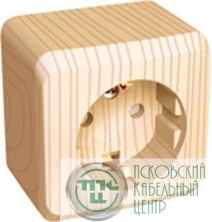 Розетка 1-м ОП Этюд Дача 16А IP20 250В с заземл. защ. шторки сосна SE PA16-004D