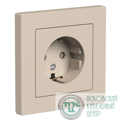 Розетка AtlasDesign 16А с заземл. со шторками в сборе песочн. SE ATN001244