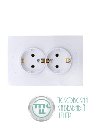 Розетка 2-м СП OSEN с заземл. ПБТ механизм бел. LEZARD 743-0200-127B