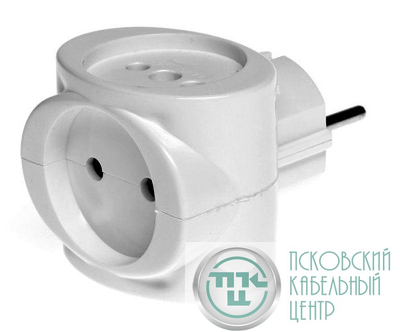 Разветвитель сетевой (тройник) Si 1/3-Wh 6А куб бел. Volsten 13916