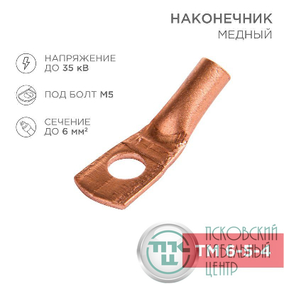 Наконечник ТМ 6-5-4 (6кв.мм - d5мм) (уп.100шт) Rexant 07-5305-3