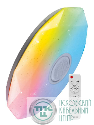 Светильник светодиодный PREMIUM DIAMOND-RGB 75Вт 230В 3000-6500К 6000лм IP40 502х83мм настенно-потолочный управляемый с пультом ДУ с RGB подсветкой и BT колонкой КОСМОС KSDiamRGBmus75W