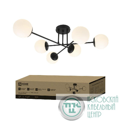 Светильник AURORA EASY-6G9-BL 6хG9 потолочн. под лампу; плафоны матов./корпус черн. IN HOME 4690612062785