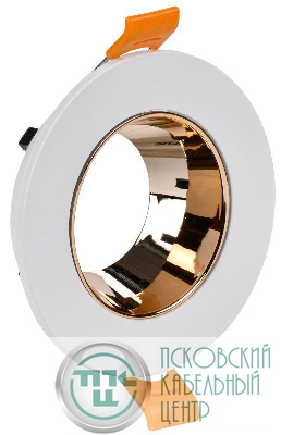 Светильник 4106 встраиваемый поворотный GU10 бел./золото пласт. IEK LT-UVB0-4106-GU10-1-K22