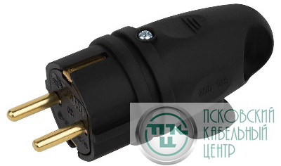 Вилка VX11-B-IP44 16А IP44 с кольцом угловая с заземл. каучук черн. ЭРА Б0055416