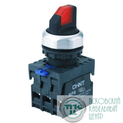 Переключатель с подсветкой NP8-11XD/214 2 полож. фикс. AC110-230В(LED) 1НО+1НЗ IP65 (R) красн. CHINT 667554