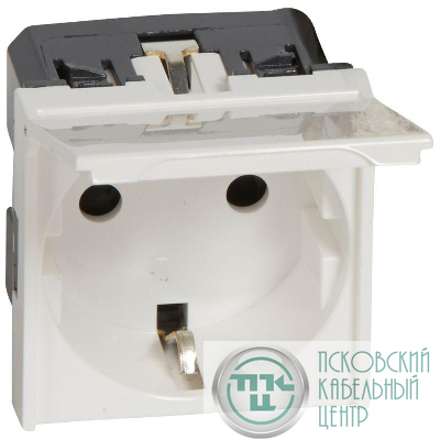 Розетка 1-м СП 2мод. Mosaic 16А IP41 антибактер. 2P+E с заземл. с крышкой безвинтов. клеммы механизм бел. Leg 077219