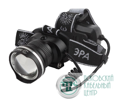 Фонарь аккумуляторный налобный GA-806 CREE 5Вт регулир. фокус литиевый аккум. 2.5А.ч алюм. USB пластик. (кор.) Эра Б0039626