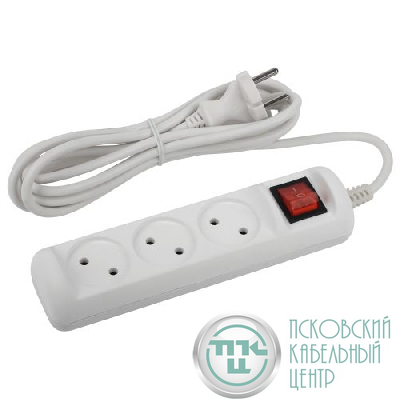 Удлинитель 3х1.5м без заземл. 10А IP20 U-3s-1.5m-2х1 ПВС 2х1 с выкл. Эра Б0044049
