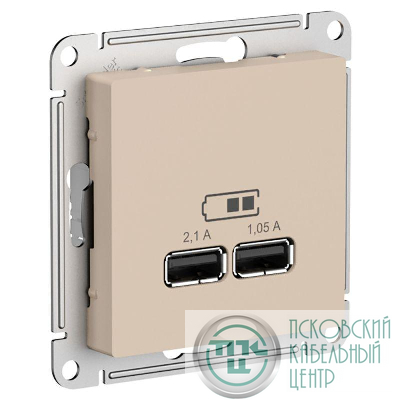 Розетка USB AtlasDesign тип A+A 5В/2.1А 2х5В/1.05А механизм песочн. SE ATN001233
