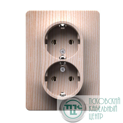 Розетка двойная Glossa 16А с заземл. в сборе сосна SE GSL001524