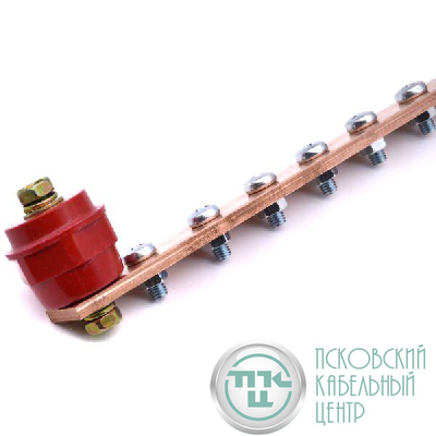 Шина заземления 19дюйм (с винтами и изоляторами) медн. SYSMATRIX GR 0022.001