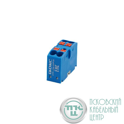 Блок распределительный зажим push-in 4 точки подключения 25кв.мм син. DKC DTP1-004-04SPUB
