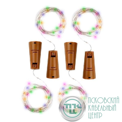 Гирлянда DC-G04-20MS4 пробки 20LED RGB 3x(LR44/LR1154/AG13/G13) (в компл.) (уп.4шт) ФАZА 5047938
