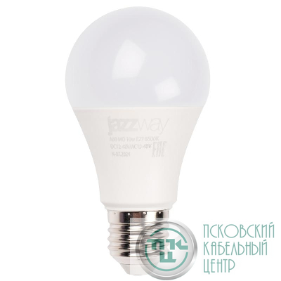 Лампа светодиодная PLED-A60 MO 10Вт грушевидная матовая 6500К холод. бел. E27 12-48В AC/DC низковольтная JazzWay 5050532