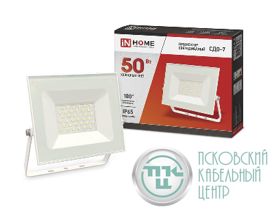 Прожектор светодиодный СДО-7 50Вт 6500К IP65 4500лм 230В бел. IN HOME 4690612034706