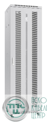 Шкаф монтажный телекоммуникационный напольн. ND-05C-42U60/60 19дюйм 42U 600х600х2055мм для распределит. и серверн. оборудования; передн. и задн. перфорир. двери ручка с замком RAL 7035 сер. Cabeus 7227c