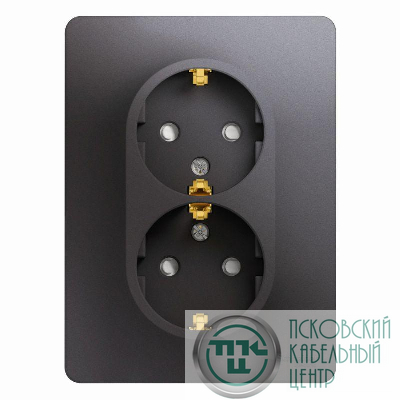 Розетка 2-м СП Glossa 16А IP20 250В с заземл. защ. шторки в сборе графит SE GSL001326
