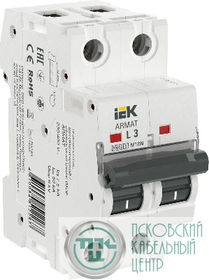 Выключатель автоматический модульный 2п L 3А M10N ARMAT IEK AR-M10N-2-L003