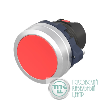 Головка кнопки плоская без фиксации алюм. кольцо красн. DKC M22P-FMRA
