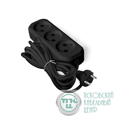 Удлинитель 3х3м без заземл. 6А IP20 У6-639М ПВС 2х0.75 черн. UNIVersal 2005