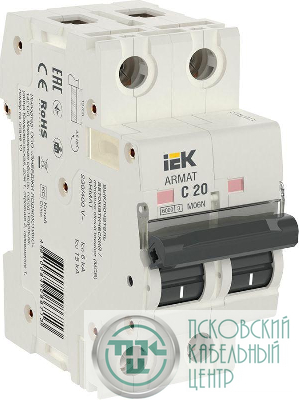 Выключатель автоматический модульный 2п C 20А M06N ARMAT IEK AR-M06N-2-C020