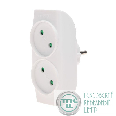 Двойник электрический 6-10А без заземл. бел. Rexant 11-1074