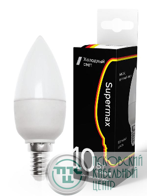 Лампа светодиодная Supermax "СВЕЧА" 10Вт цоколь E14 230В цветность 6400К КОСМОС Sup_LED10wCNE1464