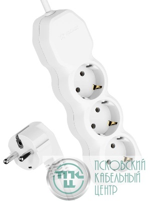 Удлинитель 3х3м с заземл. 10А IP20 ПВС 3х0.75 КОСМОС YKsm3m-3g-Z(10A)P