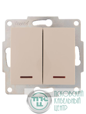 Механизм выкл. 2-кл. СП KARINA 10А IP20 с подсветкой крем. Lezard 707-0388-112