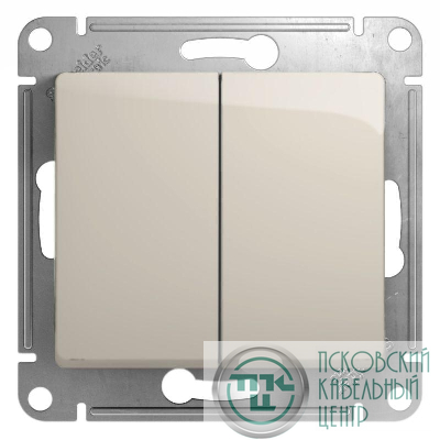 Выключатель 2-кл. СП Glossa 10А IP20 (сх. 5) 10AX механизм молочн. SE GSL000951