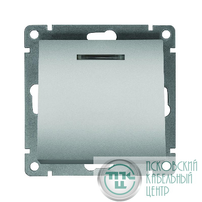 Выключатель 1-кл. СП Афина 10А IP20 с подсветкой механизм серебр. Universal A0121-S