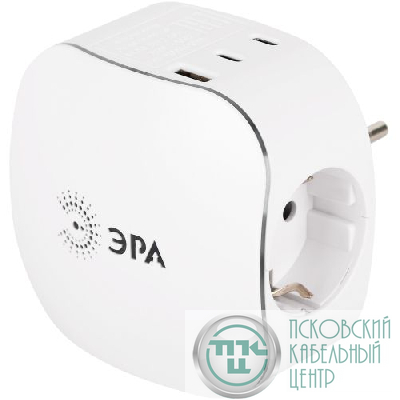 Разветвитель 3-м SP-3e-3USBAC-W + 3 USB A+C с заземл. со шторками 16А бел. Эра Б0069081