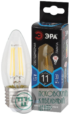 Лампа светодиодная филаментная F-LED B35-11W-840-E27 11Вт B35 свеча 4000К нейтр. бел. E27 Эра Б0046988
