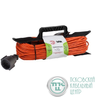 Удлинитель-шнур на рамке 1х30м без заземл. 6А IP20 UFx-1-2х0.75-30m ПВС 2х0.75 Эра Б0046822