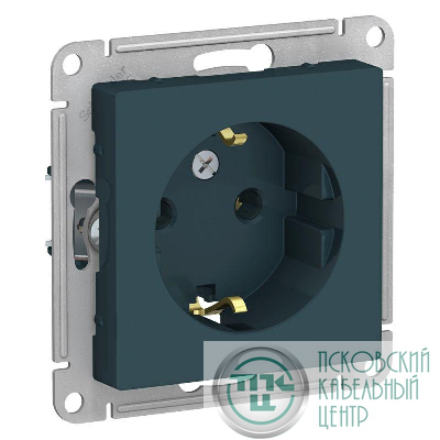 Розетка 1-м СП AtlasDesign 16А IP20 с заземл. механизм изумруд SE ATN000843