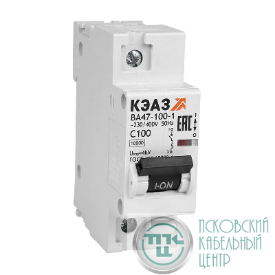 Выключатель автоматический модульный 1п C 10А 10кА ВА47-100-1C10-УХЛ3 КЭАЗ 318166