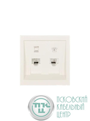 Розетка компьютер+телефон СП ZIMA IP20 с модулем Cat 6 слон. кость LEZARD 704-9088-144