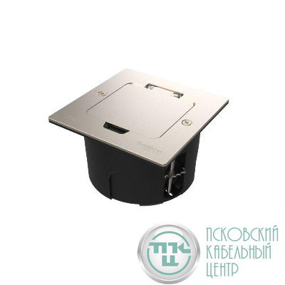 Лючок MultiDesk MDK20 на 2мод. IP44 с монтажной коробкой для стены фальшпола стола никель SE MDK20102NA